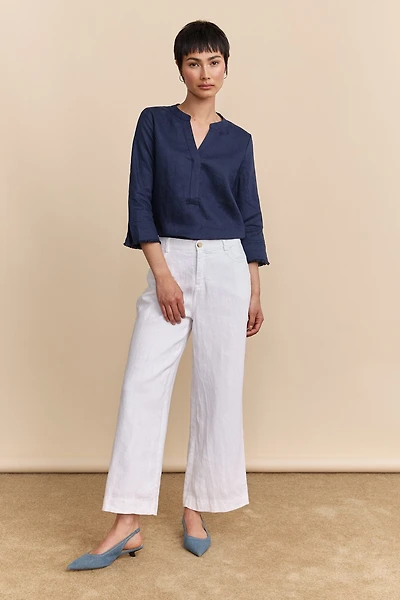 Pantalon écourté en lin