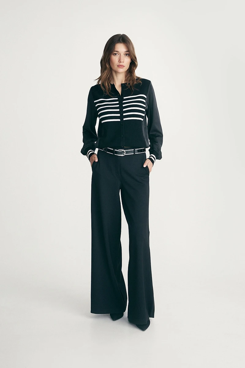 Pants with satin stripes