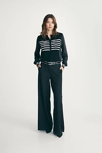 Pants with satin stripes