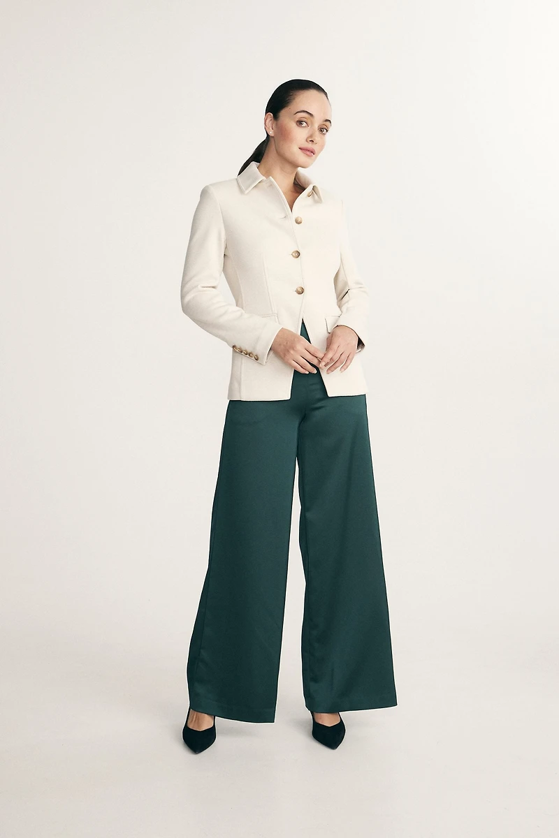 Pantalon jambe large en satin