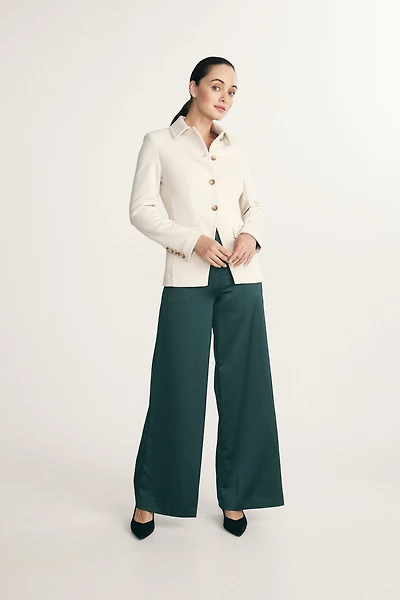 Pantalon jambe large en satin