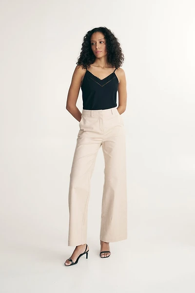 Pantalon en lin à dos élastique
