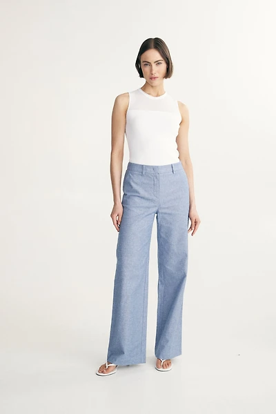 Linen pants with elastic back