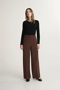 Pleated fluid wide-leg pants