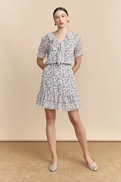 Jupe à imprimé floral avec volants