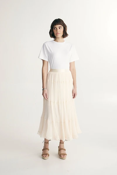 Pleated mesh skirt