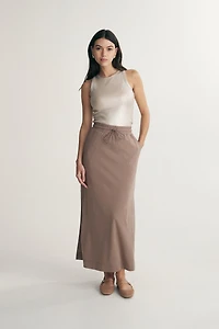 Midi skirt with elastic waist