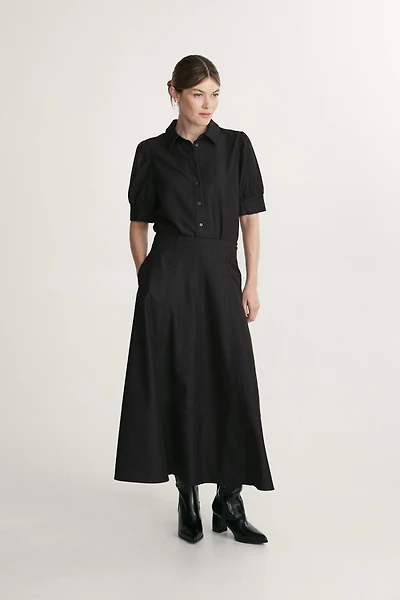 Full midi skirt with yoke