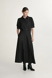 Full midi skirt with yoke