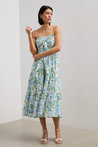 Multi way printed dress with ruching