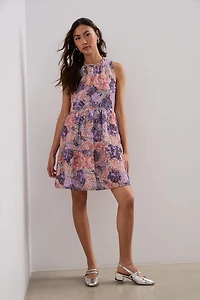 Printed eyelet dress