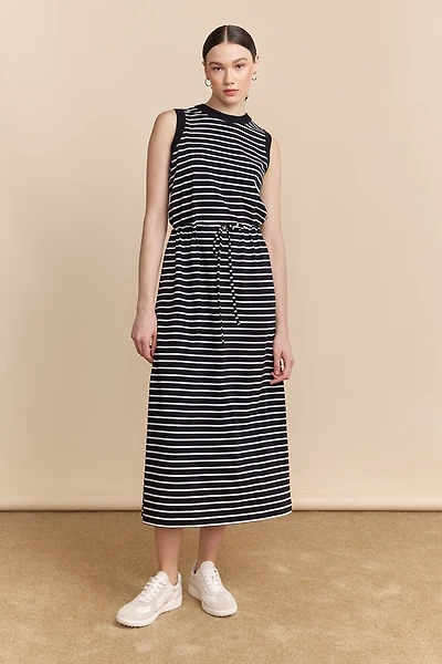 Striped jersey maxi dress
