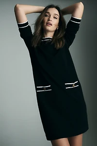 Robe en maille à détails contrastants