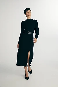 Knit maxi dress with slit