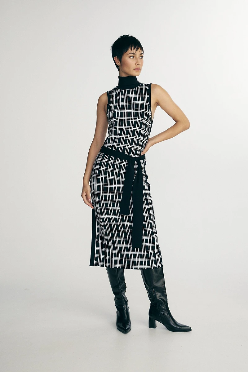 Plaid knitted dress