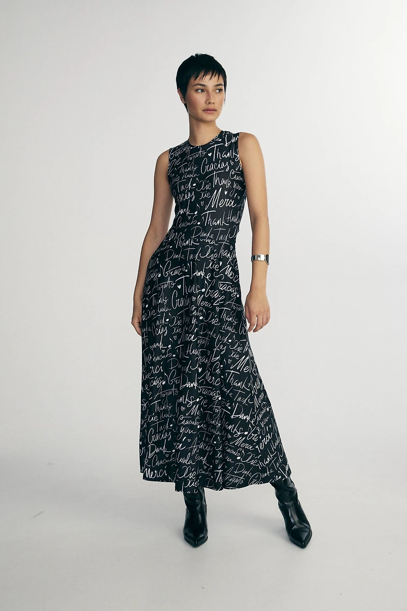 Sleeveless printed maxi dress