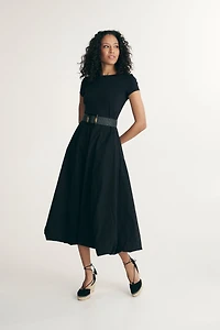 Mixed-fabric balloon dress