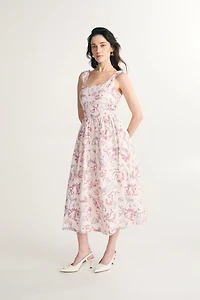 Robe longue imprimée à plis