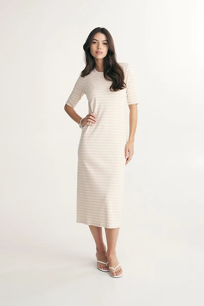 Straight striped rib dress