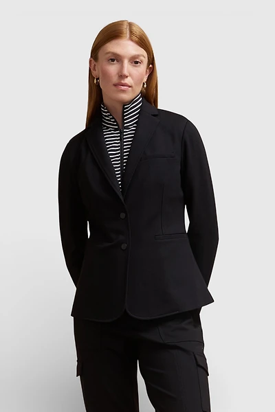 Ponte blazer with striped dickey