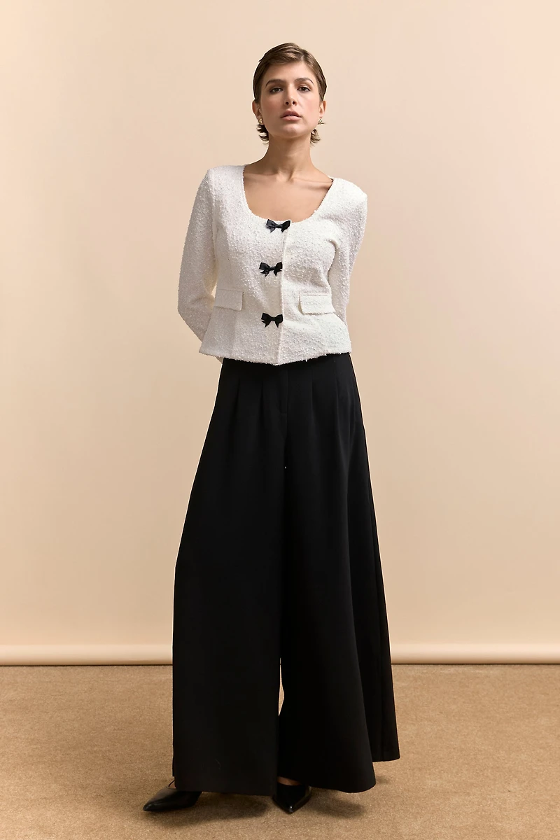 Stretch jacket with ribbon