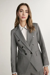 Fitted Long Jacquard Blazer