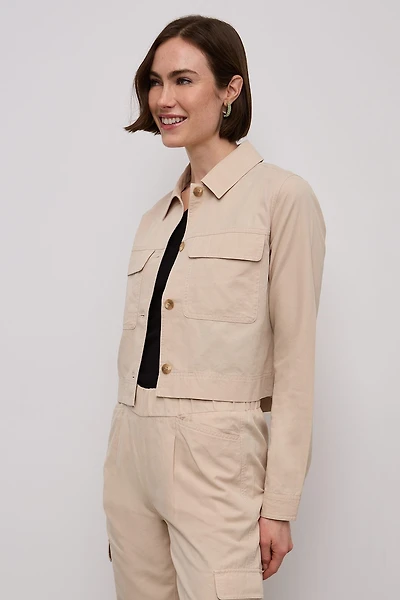 Linen blend cropped utility jacket