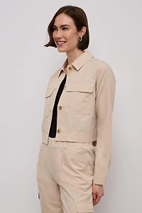 Linen blend cropped utility jacket