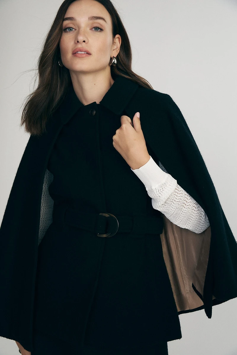 Wool cape coat