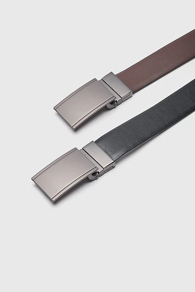 Ceinture en cuir réversible avec plaque