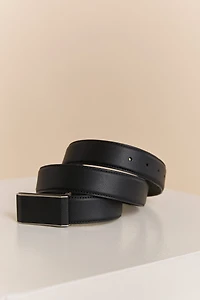 Plate buckle leather belt