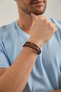 Bracelet de cuir multi rangs