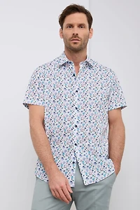 Printed poplin fitted shirt