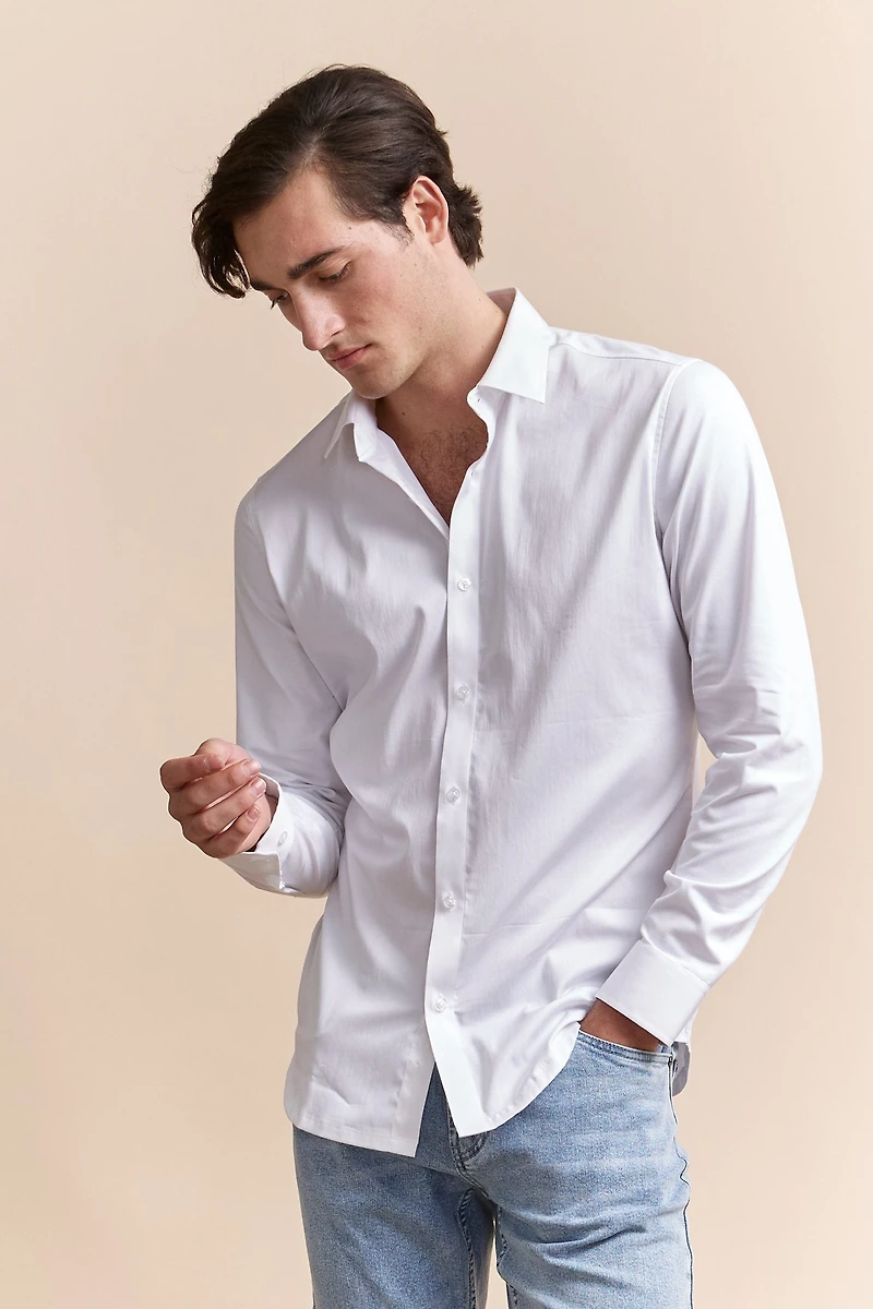 Chemise ajustée avec dos en jersey