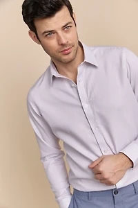 Fitted non-iron micro check shirt