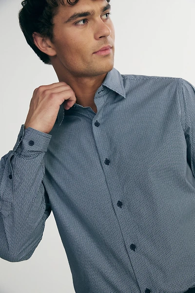 Micro print fitted shirt