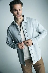 Overshirt with faux suede details