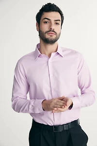 Non-iron fitted textured shirt