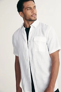 Semi-Fitted short sleeves linen shirt