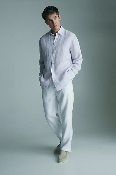 Semi-Fitted stripe Linen shirt
