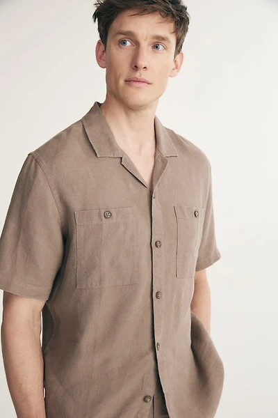 Chemise de lin col cubain