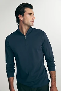 Pima cotton half zip t-shirt