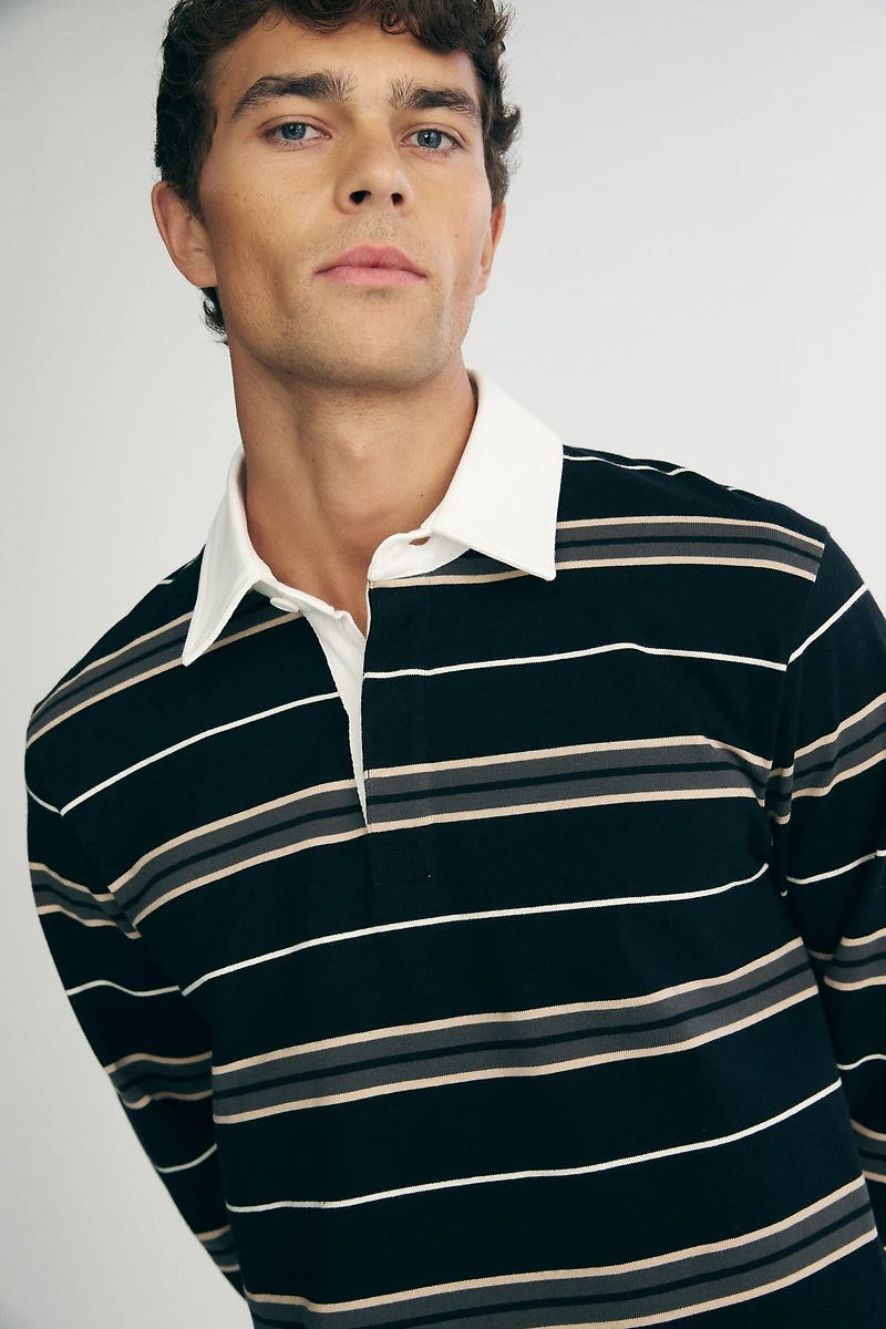 Long-sleeve rugby polo