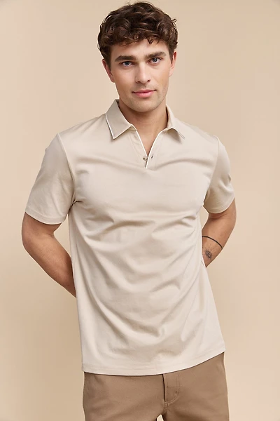 Mercerized cotton henley polo