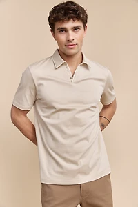 Mercerized cotton henley polo