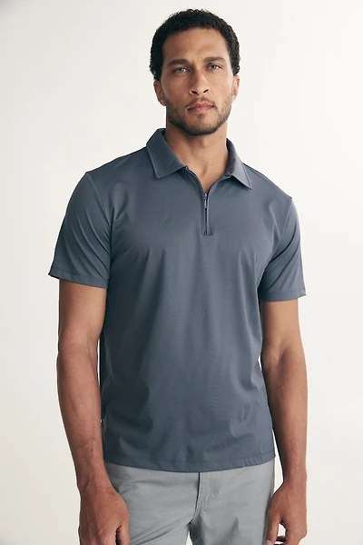 Zip-up technical polo