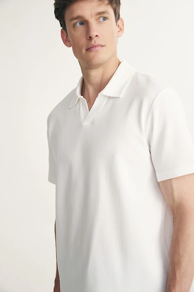 Textured johnny polo