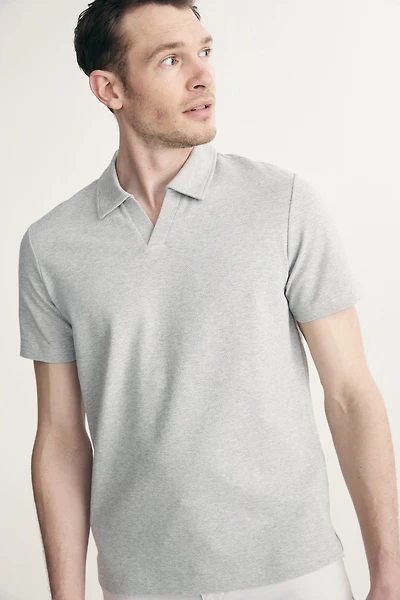 Textured johnny polo