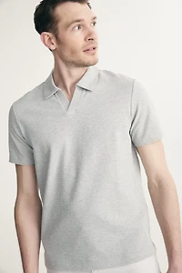 Textured johnny polo