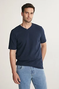 Textured V-Neck T-Shirt